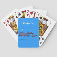 Cute migrating cartoon whales illustration