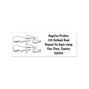 Cute migrating cartoon whales illustration rubber stamp