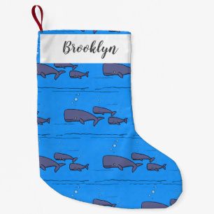 Cute migrating cartoon whales illustration small christmas stocking