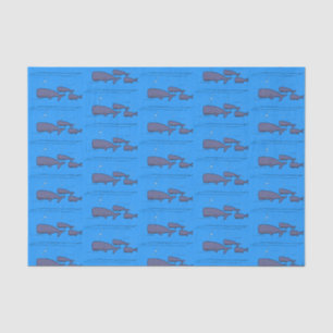 Cute migrating cartoon whales illustration tissue paper