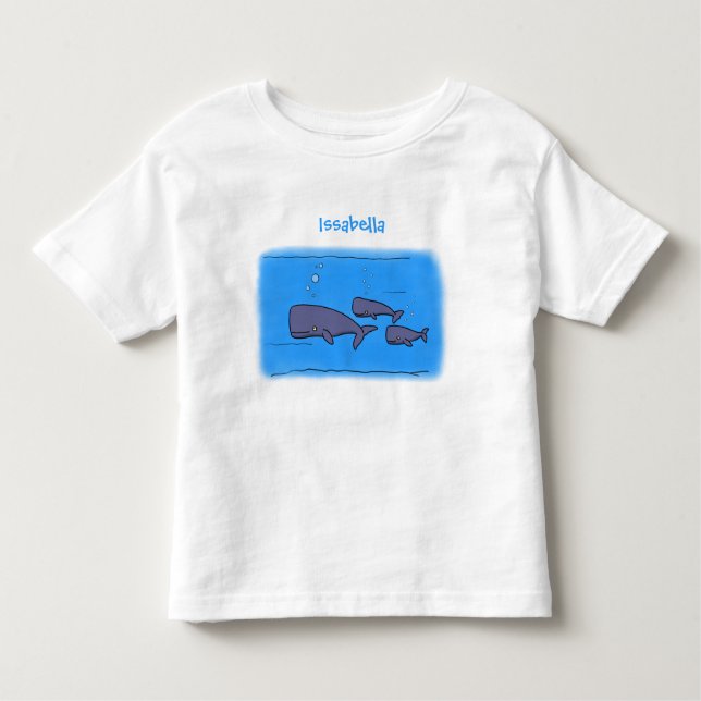 Cute migrating cartoon whales illustration toddler T-Shirt (Front)