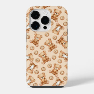 Cute Milk and Cookies Bear Seamless Pattern iPhone 14 Pro Case