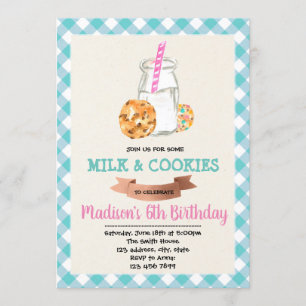 Cute milk and cookies party invitation
