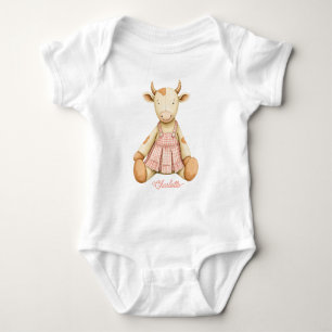 Cute Milk Cow wearing Sundress Baby Bodysuit