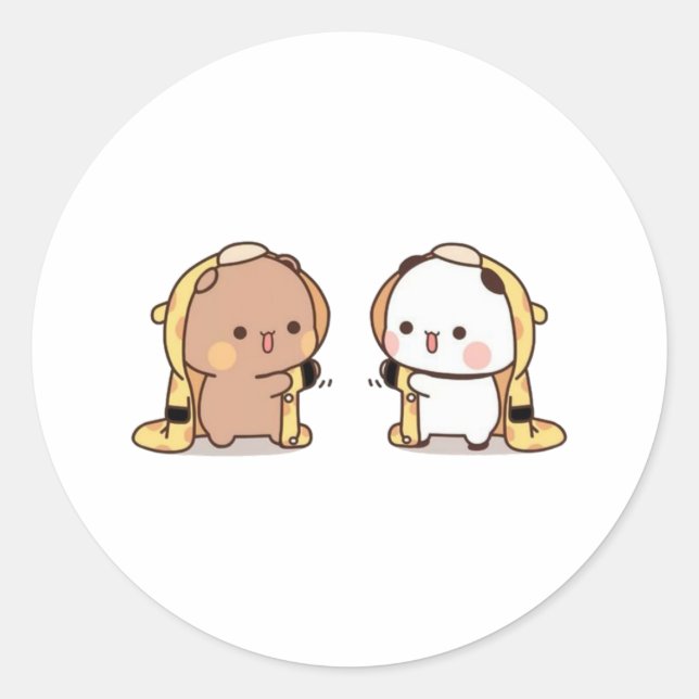 Cute Milk Peach Bears Classic Round Sticker (Front)
