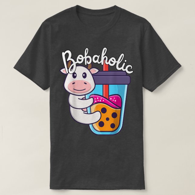 Cute Milk Tea Cow Boba Moo Bubble Tea Lover Funny  T-Shirt (Design Front)