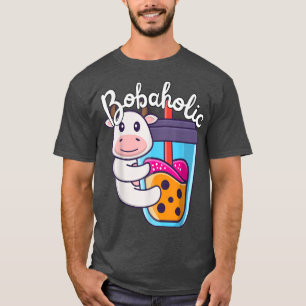 Cute Milk Tea Cow Boba Moo Bubble Tea Lover Funny  T-Shirt