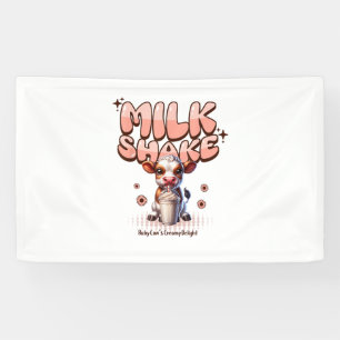 Cute Milkshake Lover Little Calf Frozen Joghurt Ba Banner