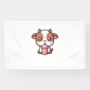 Cute Milkshake Lover Little Calf Frozen Joghurt Ba Banner