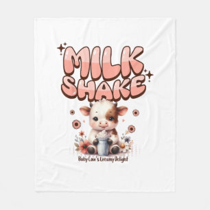Cute Milkshake Lover Little Calf Frozen Joghurt Ba Fleece Blanket