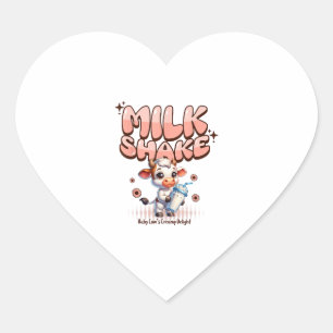 Cute Milkshake Lover Little Calf Frozen Joghurt Ba Heart Sticker