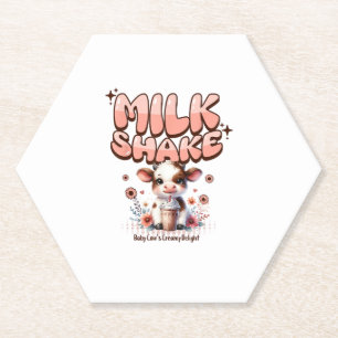 Cute Milkshake Lover Little Calf Frozen Joghurt Ba Paper Coaster
