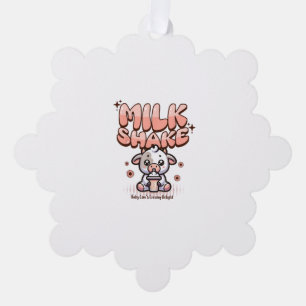 Cute Milkshake Lover Little Calf Frozen Joghurt Ba Tree Decoration Card