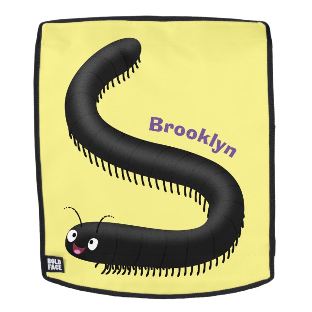 Cute millipede cartoon illustration backpack (Removable Face)