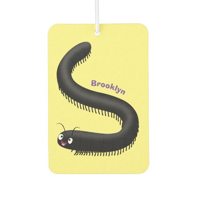 Cute millipede cartoon illustration  car air freshener (Front)