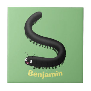 Cute millipede cartoon illustration ceramic tile