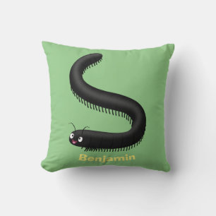 Cute millipede cartoon illustration cushion