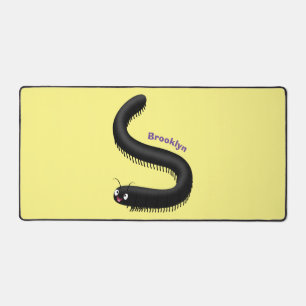 Cute millipede cartoon illustration desk mat
