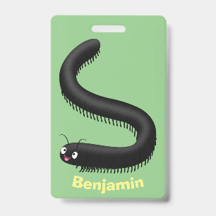 Cute millipede cartoon illustration ID badge