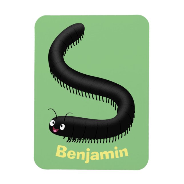 Cute millipede cartoon illustration magnet (Vertical)
