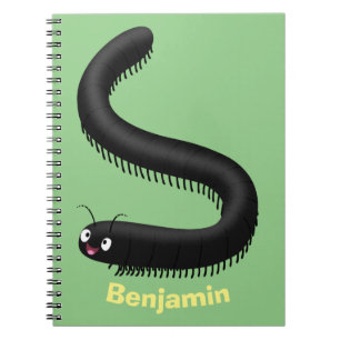 Cute millipede cartoon illustration notebook