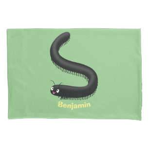 Cute millipede cartoon illustration pillowcase