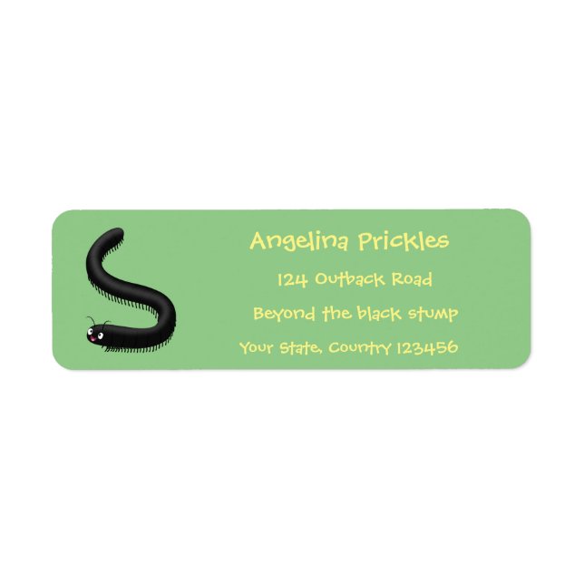 Cute millipede cartoon illustration return address label (Front)