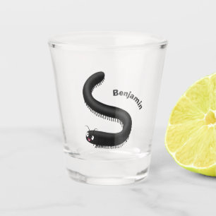 Cute millipede cartoon illustration shot glass