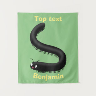 Cute millipede cartoon illustration  tapestry