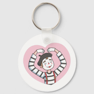 Cute Mime Love Heart Pose, I Love You Key Ring