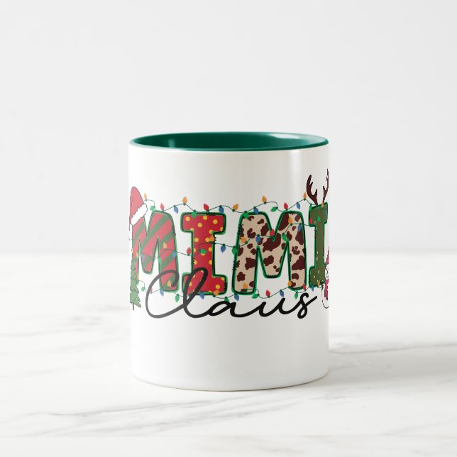 Cute Mimi Claus Two-Tone Coffee Mug (Center)
