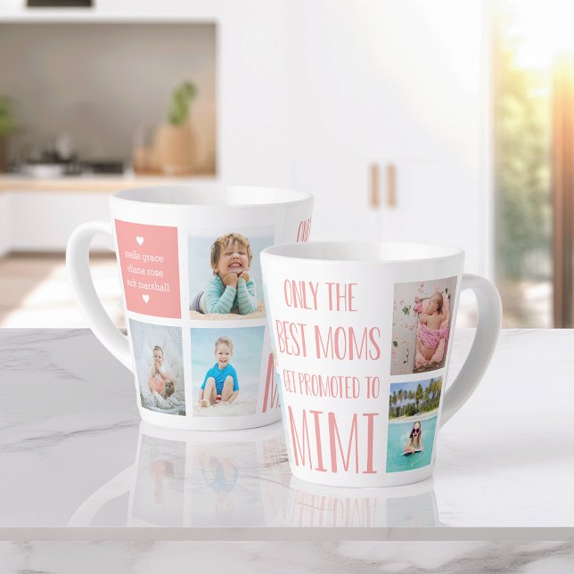 Cute Mimi Grandchildren Photo & Name Latte Mug (Creator Uploaded)