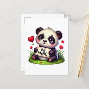 Cute mine Valentine Panda bear Holiday Postcard