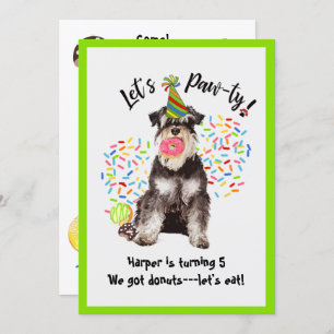 Cute Mineature Schnauzer Birthday Party Invitation