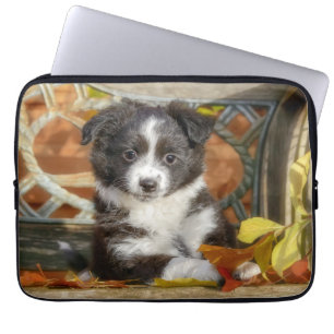 Cute Mini Aussie Shepherd Dog Bi-Colour Puppy   Laptop Sleeve