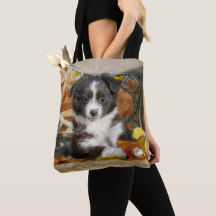 Cute Mini Aussie Shepherd Dog Bi-Colour Puppy  Tote Bag