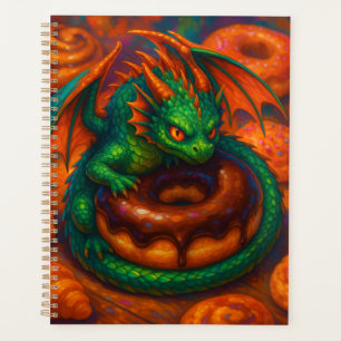 Cute Mini Green Dragon & Doughnut Fantasy Art Planner