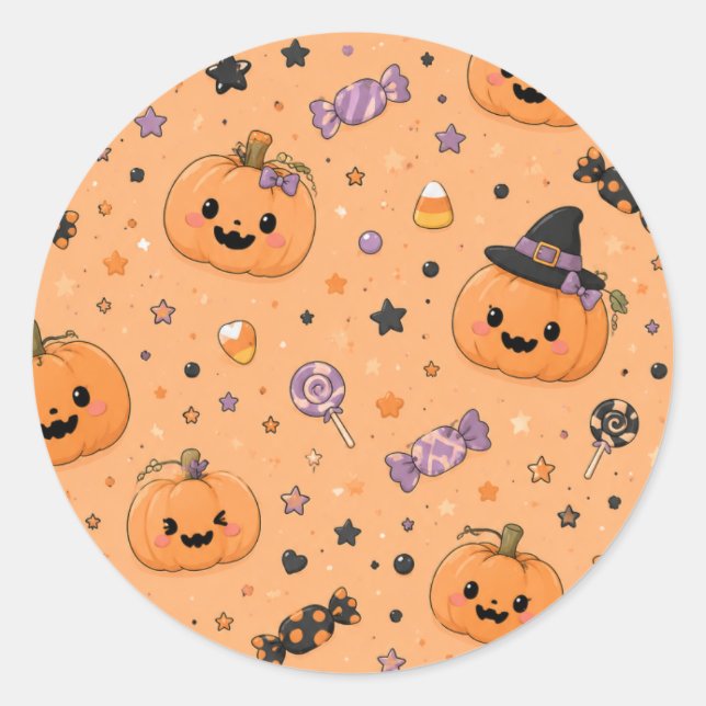 Cute Mini Pumpkin Halloween Stickers (Front)