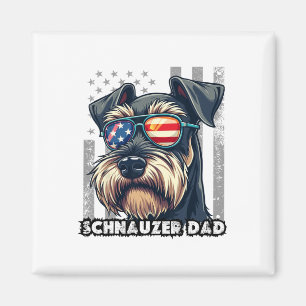 Cute Mini Schnauzer Dad Dog Fathers Day Usa Flag 4 Magnet