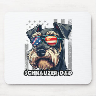 Cute Mini Schnauzer Dad Dog Fathers Day Usa Flag 4 Mouse Pad