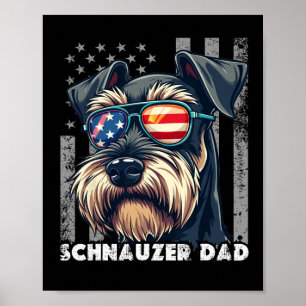 Cute Mini Schnauzer Dad Dog Fathers Day Usa Flag 4 Poster