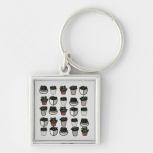 Cute mini succulent pattern key ring