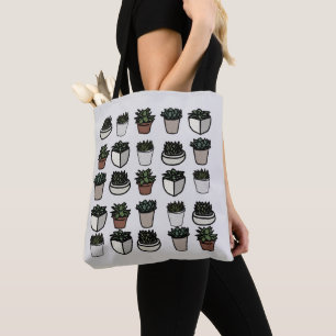 Cute mini succulent pattern tote bag