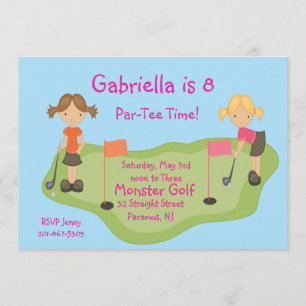 Cute Miniature Golf Girls Party Invitation