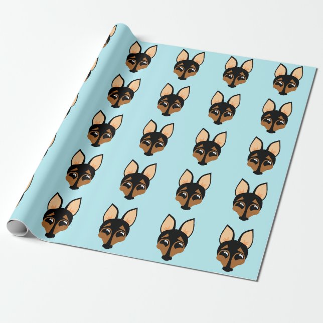 CUTE MINIATURE PINSCHER DOG WRAPPING PAPER (Unrolled)