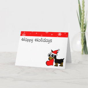 Cute Miniature Pinscher Santa Hat Happy Holiday