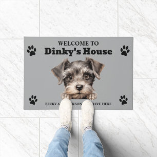 Cute Miniature Schanuzer Dog Photo Doormat