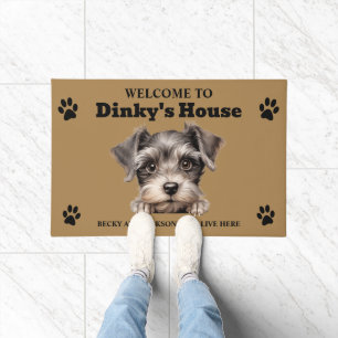 Cute Miniature Schanuzer Dog Photo Doormat