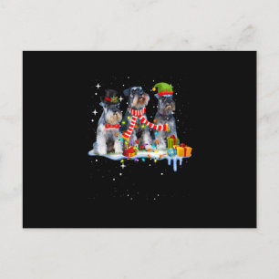 cute miniature schnauzer christmas dog announcement postcard