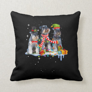 cute miniature schnauzer christmas dog cushion